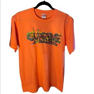 Supreme Paint Logo Tee Neon Orange SS20 Sz M